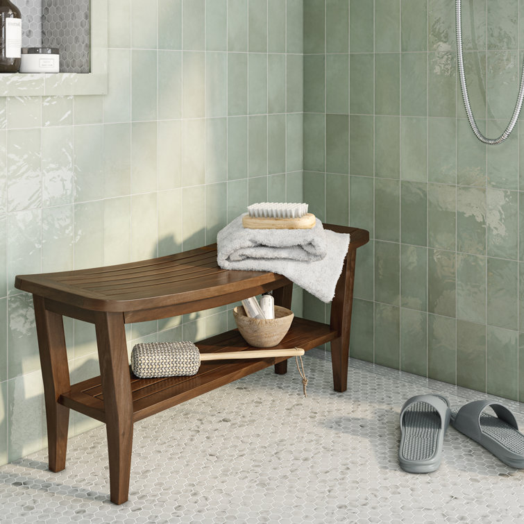 Millwood Pines Weinert Teak Shower Bench Reviews Wayfair Canada